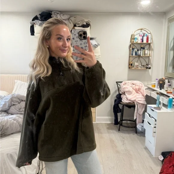 navy green fleece L - Picture 7 of 14